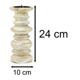 24cm Traditional Wooden Church Pillar Candle Holder | Whitewashed Spike Wood Candlestick Holder | Rustic Style Candle Stick Holders Wooden Candle Stand Candlestick - Tophatter Daily Deals