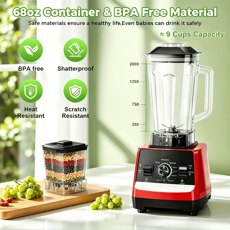 Professional Countertop Blender - 68 oz (2L) Jar Plus Grinder Cup, Variable Speed and Pulse, Red Kitchen Appliances - Tophatter Daily Deals