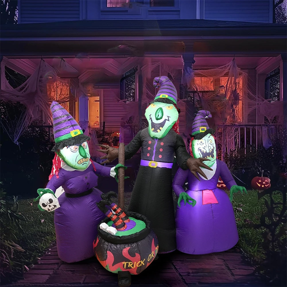 Witch Inflatable Luminous Halloween Yard Decor Outdoor 3D Changing Face Moving Picture Frame - Tophatter Daily Deals