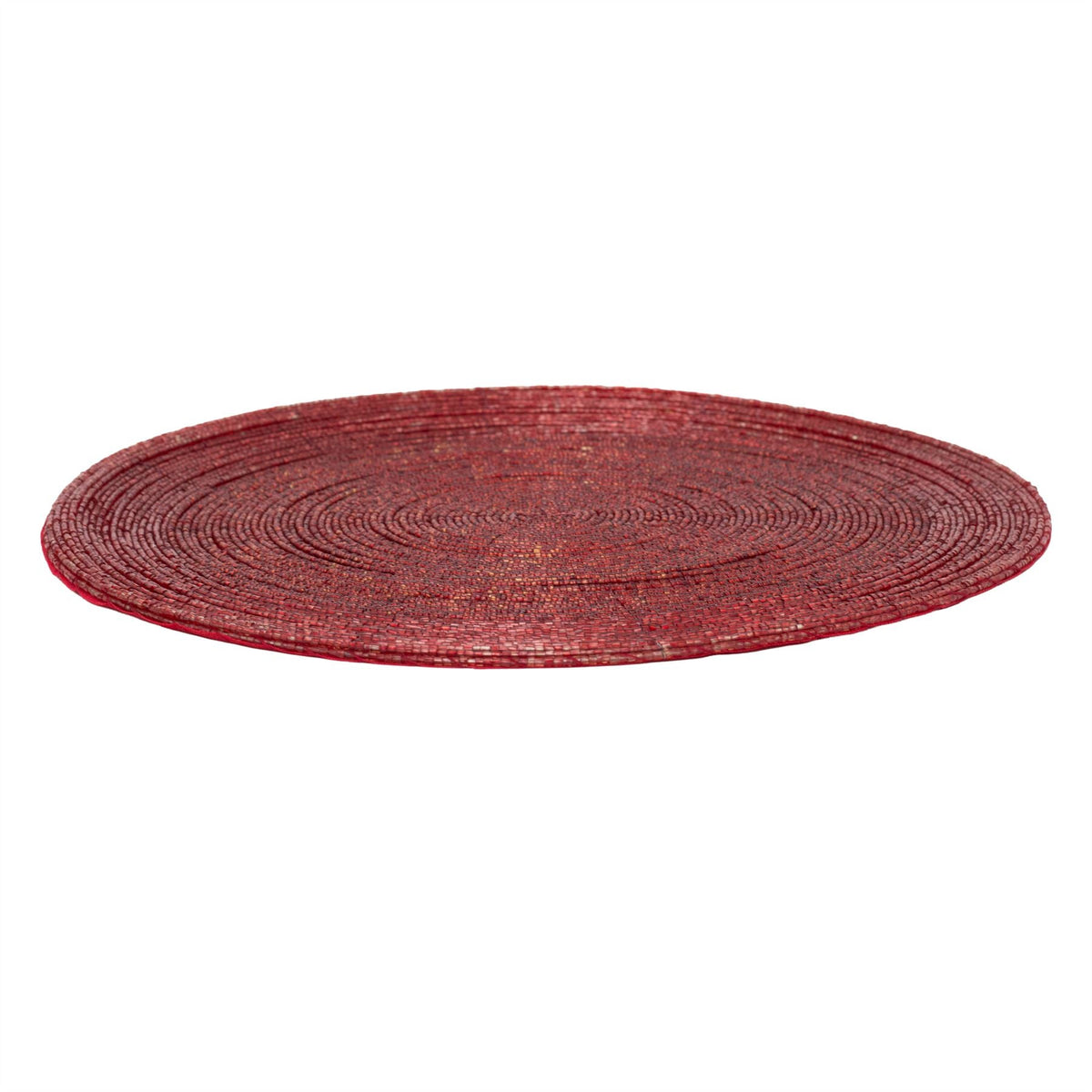 Red Beaded Glass Placemat | Round Red Kitchen Dining Table Place Mat - 30cm Placemat - Tophatter Daily Deals