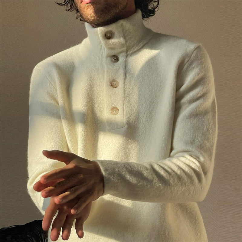 Warm Men's Slim-Fit Stand-Up Collar Sweater - Plush Wool White 3D Changing Face Moving Picture Frame - Tophatter Daily Deals