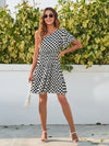 Checkered Single Shoulder Mini Dress Casual Dresses - Tophatter Daily Deals