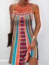 Printed Grecian Neck Mini Dress Multicolor Cocktail Dresses - Tophatter Daily Deals