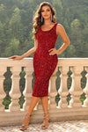 Sequin Sleeveless Slit Dress Red Cocktail Dresses - Tophatter Daily Deals