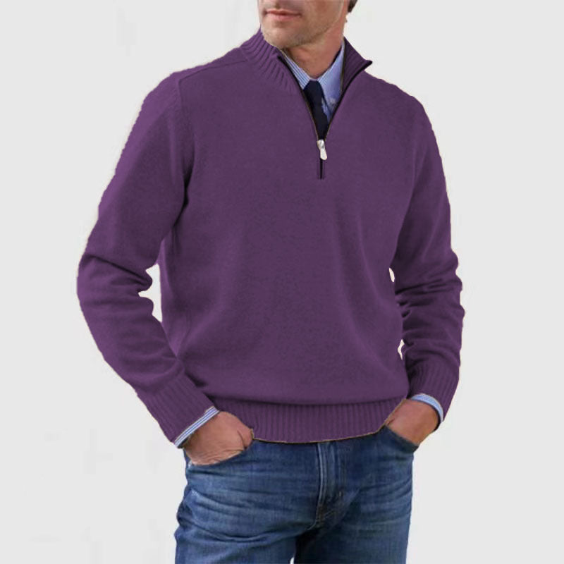 Soft Men's Stand Collar Sweater - Slim Fit, Acrylic Dark Purple 3D Changing Face Moving Picture Frame - Tophatter Daily Deals