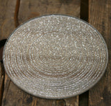 Metallic Silver Glitter Glass Candle Plate Holder Coaster Coaster - Tophatter Daily Deals