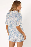 Sky Blue Floral Short Sleeve Shirt and Shorts Set Loungewear & Sleepwear/Sleepwear - Tophatter Daily Deals