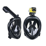 Anti Fog Snorkeling Full Face Mask Silicone Full Dry Diving Goggles With Camera Black XL 0 - Tophatter Daily Deals