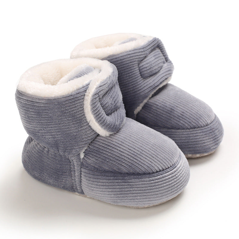 Baby Cotton Shoes, Soft Sole Baby Shoes, Casual Toddler Shoes Grey 0 - Tophatter Daily Deals
