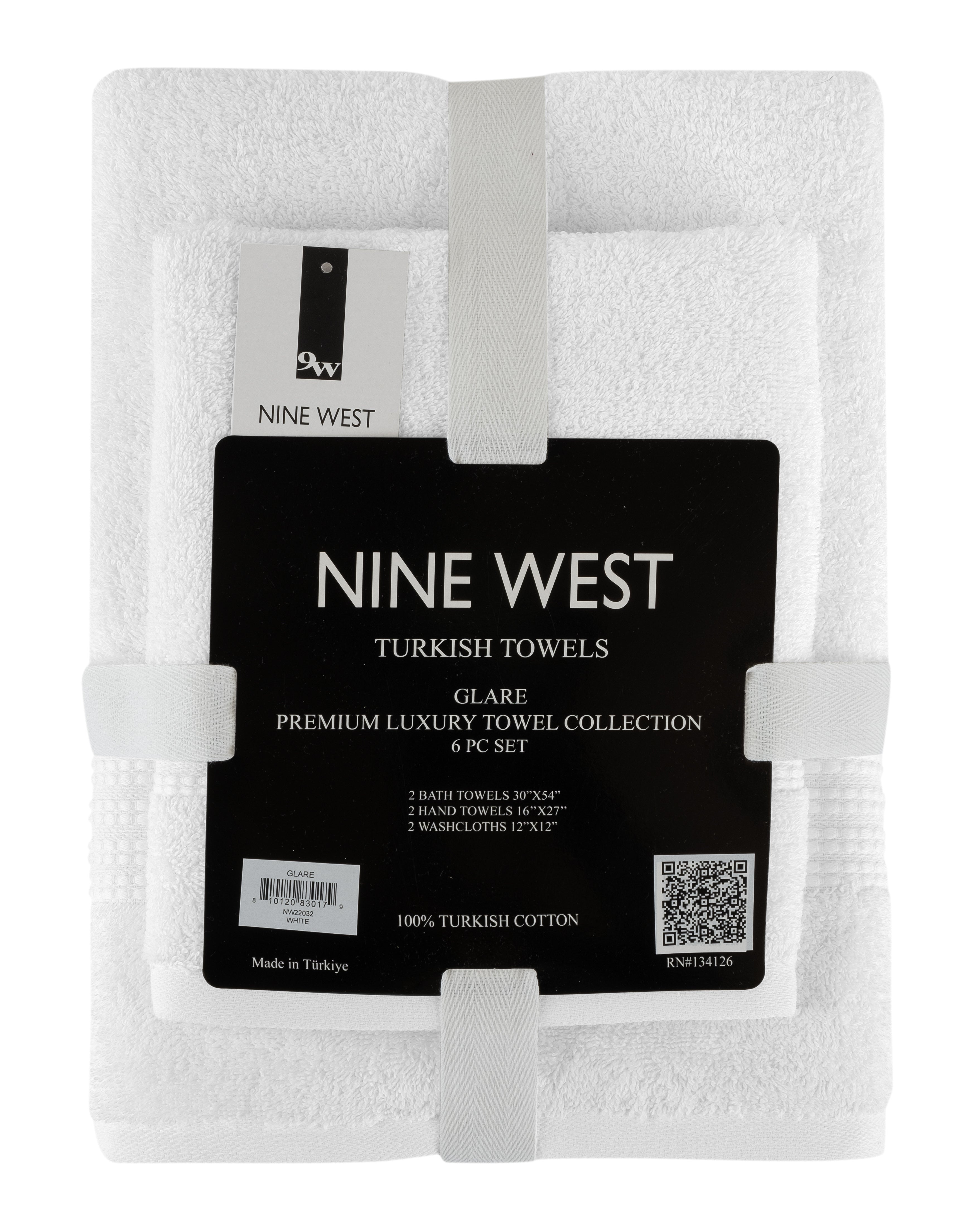 NINE WEST - GLARE PREMIUM LUXURY 6 PC BALE PACK TOWEL SET- 100% Turkish Cotton Bath Towel - Tophatter Daily Deals