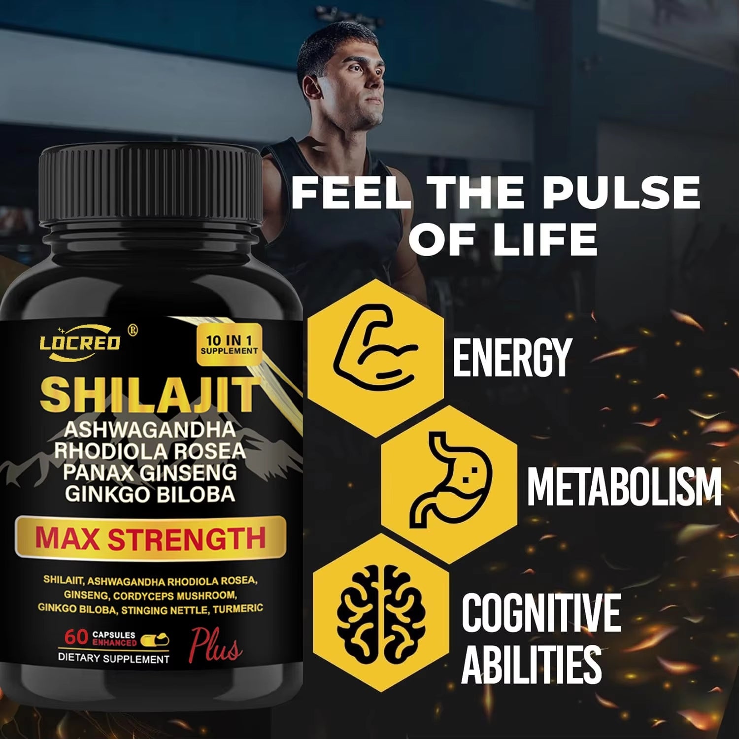 Shilajit Capsules Ashwagandha Extra Strength Dietary Supplement 60 Capsules - Tophatter Daily Deals