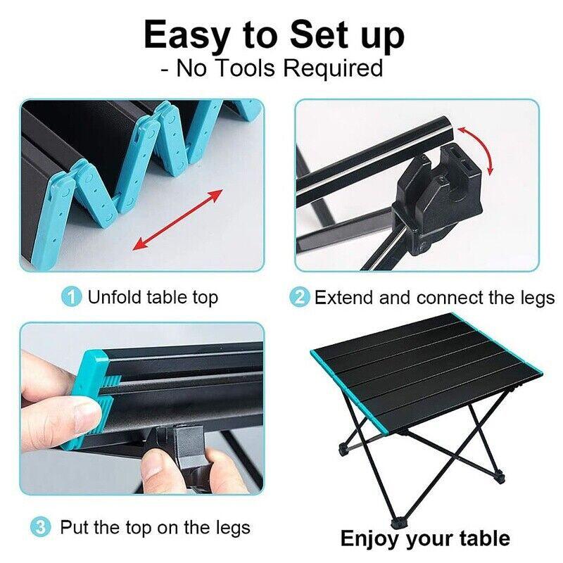 Folding Camping Tables with Carry Bag Portable Garden Picnic BBQ Beach Fishing - Tophatter Daily Deals