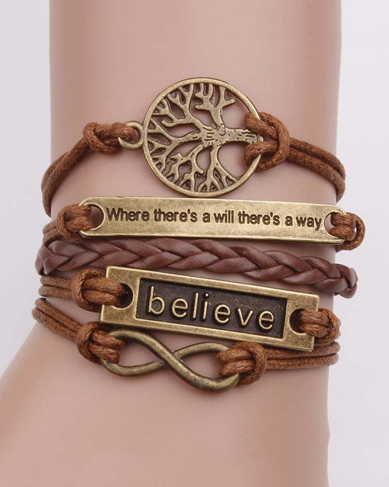 ⚡Flash Sale-1pc Braided Leather Bracelet With Tree Of Life Brown One Size Avidlove-Accessory - Tophatter Daily Deals