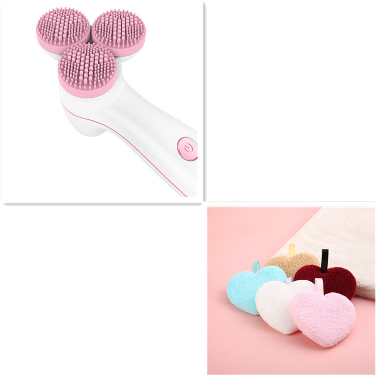 3D Smart Massage Cleanser Electric Cleanser Electric Silicone Facial Cleanser Pink set 0 - Tophatter Daily Deals