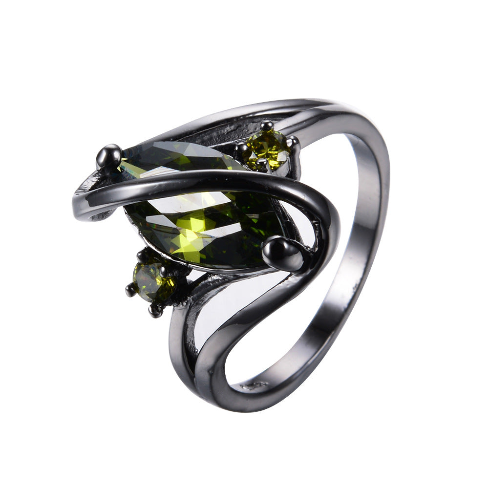 Black Gold S Shaped Zircon High End Diamond Ring For Men Olive green 0 - Tophatter Daily Deals