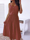 Decorative Button Spaghetti Strap Dress Chestnut Casual Dresses - Tophatter Daily Deals