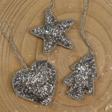 Set of 3 Christmas Tree Hanging Decorations | Silver Baubles Star Tree Heart Baubles - Tophatter Daily Deals