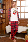 Reindeer Graphic Top and Plaid Pants Set Loungewear Sets - Tophatter Daily Deals