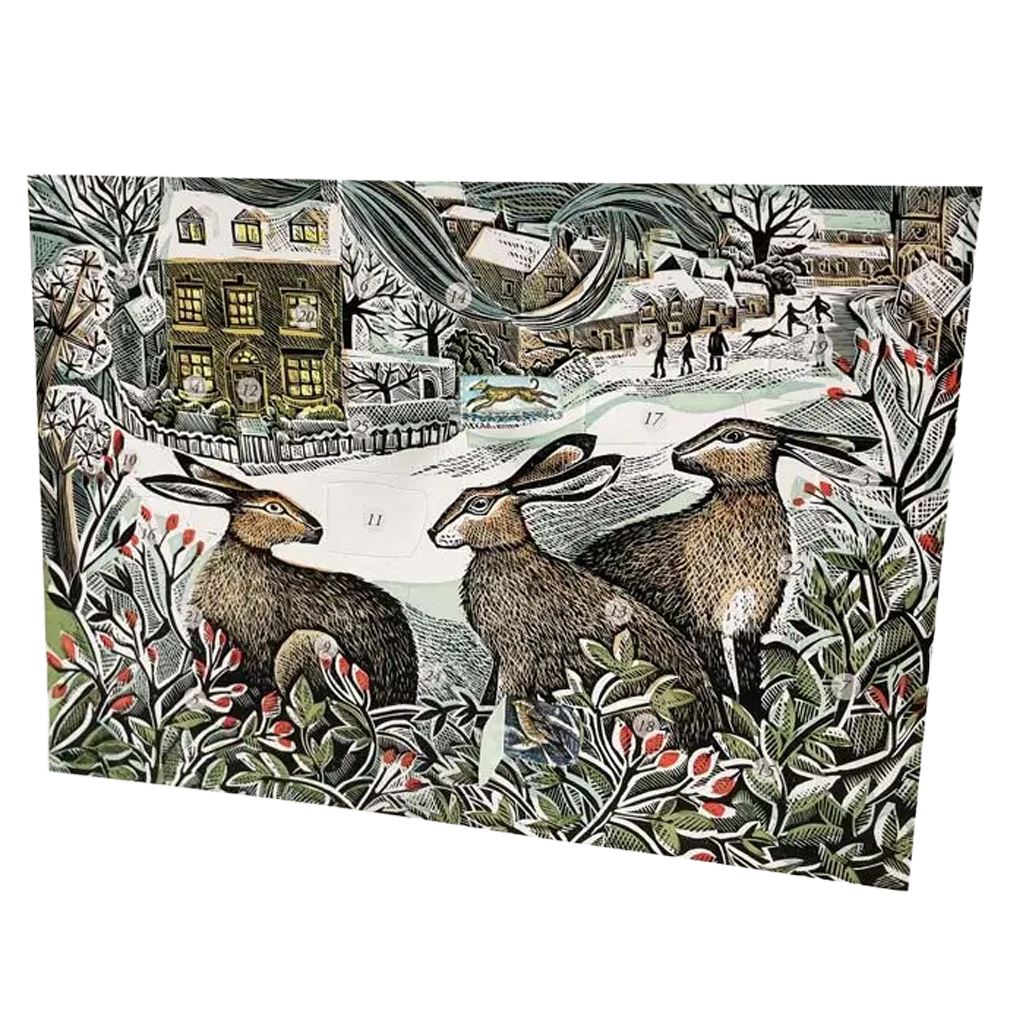 We Three Hares Advent Calendar Greetings Card | Christmas Advent Card & Envelope Advent Calendar - Tophatter Daily Deals