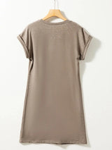 Exposed Seam Round Neck Mini Dress Casual Dresses - Tophatter Daily Deals