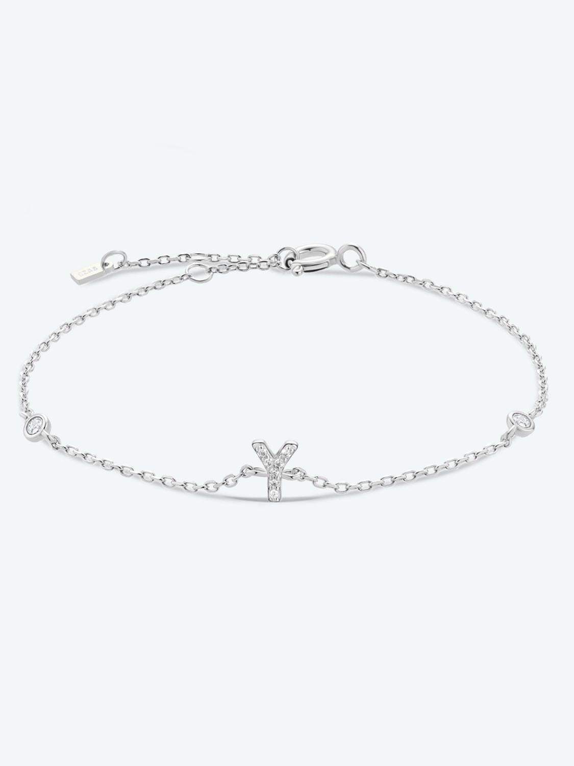 V To Z Zircon 925 Sterling Silver Bracelet Y Silver One Size Bracelets - Tophatter Daily Deals