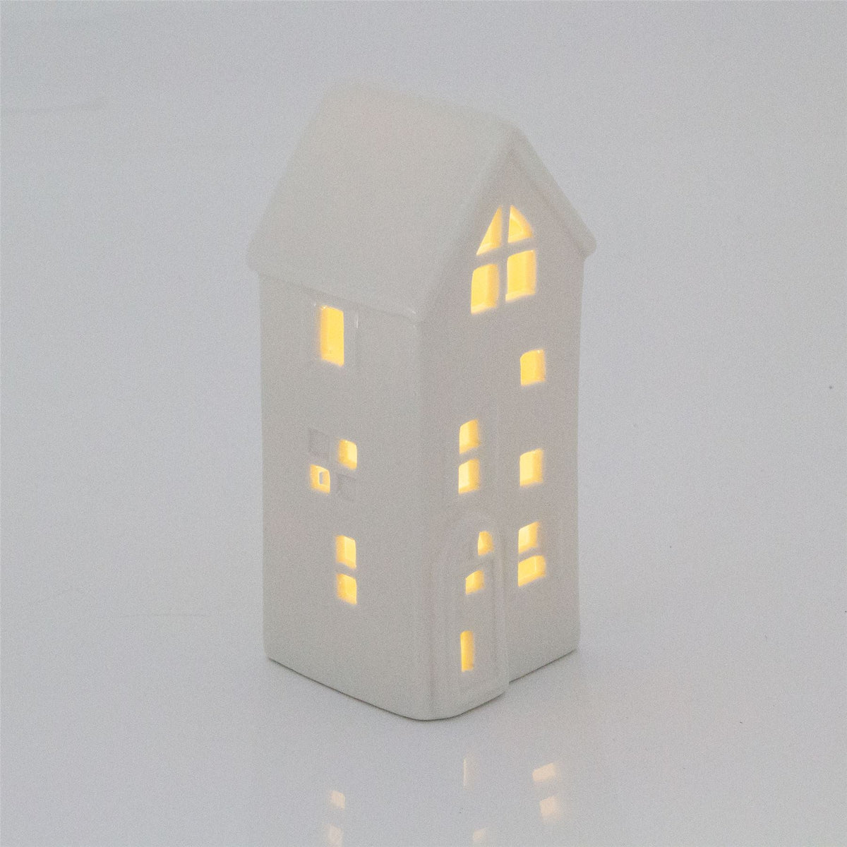 16cm White Ceramic LED Christmas House Ornament | Christmas Village Light Up House | LED Christmas House Night Light Christmas Decoration - Design Varies One Supplied Ornament - Tophatter Daily Deals