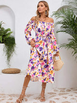 Printed Long Sleeve Midi Dress Casual Dresses - Tophatter Daily Deals