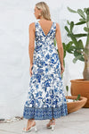 Printed V-Neck Wide Strap Dress Casual Dresses - Tophatter Daily Deals