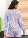 Tie-Dye Long Sleeve Top and Shorts Lounge Set Loungewear Sets - Tophatter Daily Deals