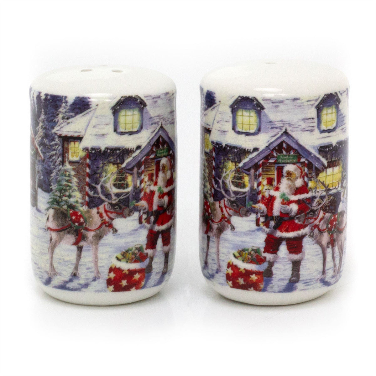 Santa Workshop Christmas Salt and Pepper Pots | Festive Salt & Pepper Set Salt and Pepper Shakers - Tophatter Daily Deals