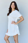 Ninexis Out Of Time Full Size Ruffle Hem Dress with Drawstring Waistband in White Casual Dresses - Tophatter Daily Deals