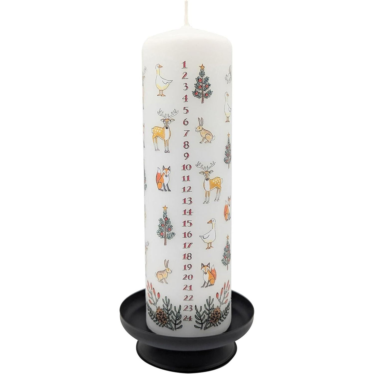 Winter Wildlife Advent Pillar Candle | Christmas Advent Calendar Candle - 20cm Advent Candle - Tophatter Daily Deals