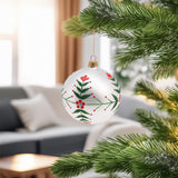 White Floral Christmas Bauble | Flower Christmas Tree Hanging Ornament - 8cm Baubles - Tophatter Daily Deals