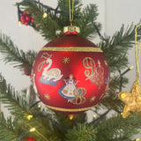 12 Days of Christmas Bauble | Red & Gold Christmas Tree Hanging Ornament - 10cm Baubles - Tophatter Daily Deals
