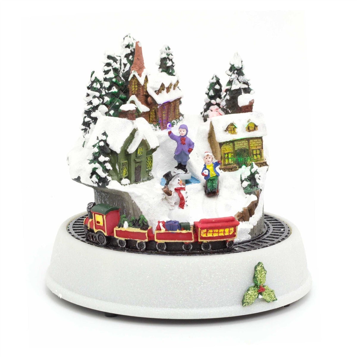 Light Up LED Animated Christmas Village Ornament | Christmas Scene With Moving Train Xmas Model Village | Design Varies One Supplied Ornament - Tophatter Daily Deals