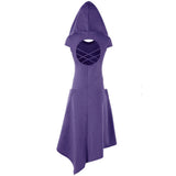 Back Hollow-out Underleg Asymmetric Hooded Midi Dress 0 - Tophatter Daily Deals