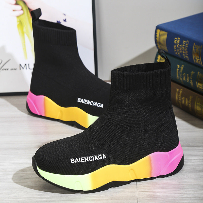 Black Sock Boots For Women Platform Shoes 4 - Tophatter Daily Deals