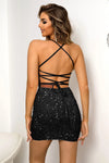 Sequined Lace-Up Backless Mini Dress Cocktail Dresses - Tophatter Daily Deals