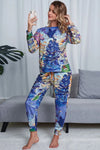 Tie-Dye Crewneck Top and Drawstring Waist Joggers Lounge Set Loungewear Sets - Tophatter Daily Deals