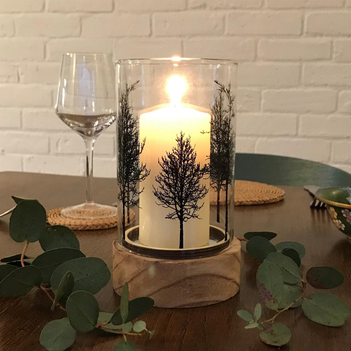 Beautiful Tree Glass Wood Candle Tealight Holder Candle Holder - Tophatter Daily Deals