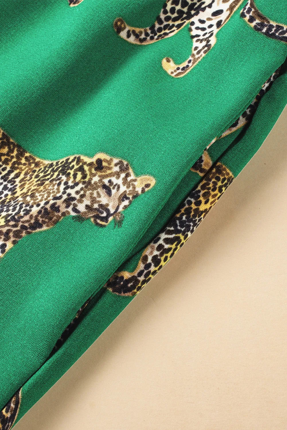 Green Cheetah Print Short Sleeve Shirt and Pants Pajama Set Loungewear & Sleepwear/Sleepwear - Tophatter Daily Deals