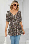 V-Neck Babydoll Blouse Heather Gray Blouses - Tophatter Daily Deals