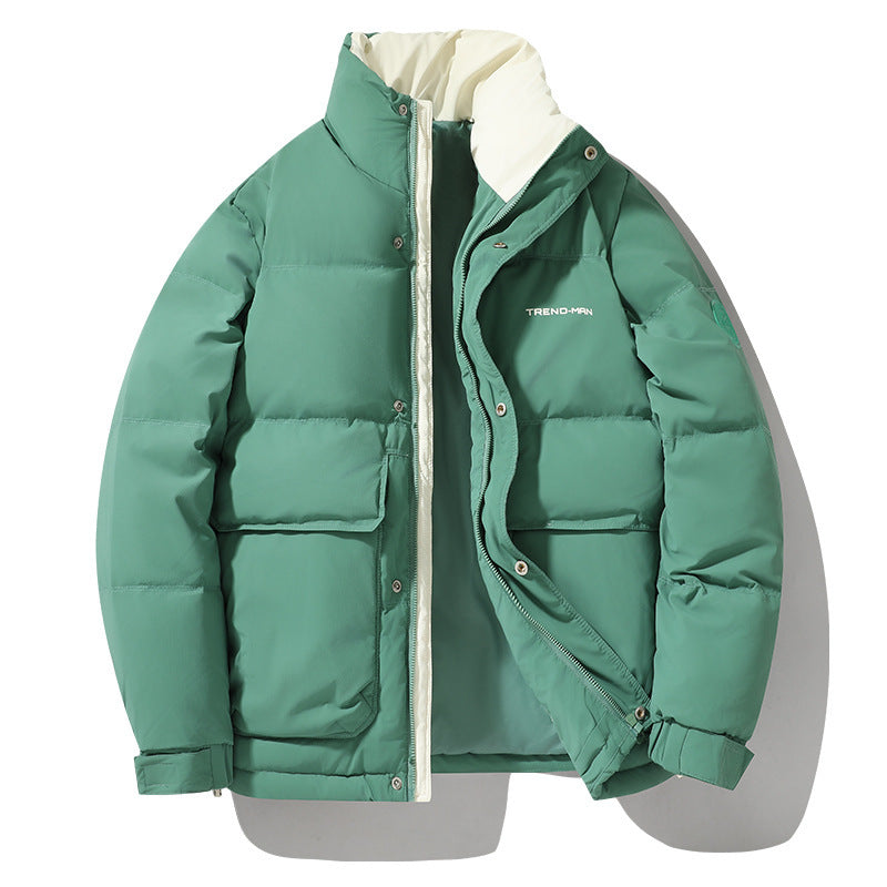 Insulating Men's Down Jacket - Stand Collar, Padded Winter 3D Changing Face Moving Picture Frame - Tophatter Daily Deals