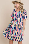 BOMBOM Ruched Color Block Short Sleeve Mini Dress Casual Dresses - Tophatter Daily Deals