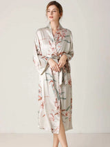 Floral Tie Waist Long Sleeve Robe Sleep Dresses - Tophatter Daily Deals