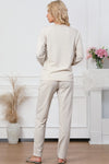 Half Button Round Neck Top and Drawstring Pants Lounge Set Loungewear Sets - Tophatter Daily Deals