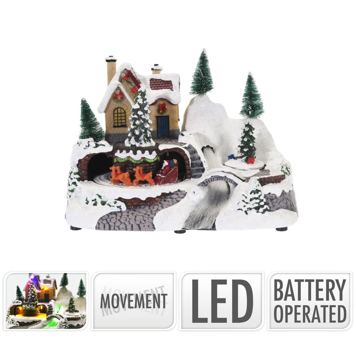 Christmas Scene With Moving Train Xmas Model Village | Light Up LED Animated Christmas Village Ornament | Design Varies One Supplied Model Village - Tophatter Daily Deals