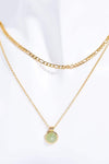 Copper 14K Gold-Plated Round Shape Aventurine Pendant Necklace Mid Green One Size Necklaces - Tophatter Daily Deals