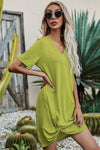 Twisted V-Neck Short Sleeve Dress Lime Casual Dresses - Tophatter Daily Deals