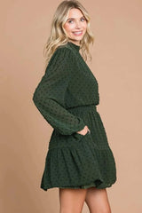 Culture Code Swiss Dot Smock Neck Mini Dress with Pockets Casual Dresses - Tophatter Daily Deals